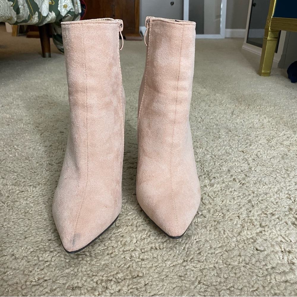 SHEIN light pink booties bootie 6 block heel